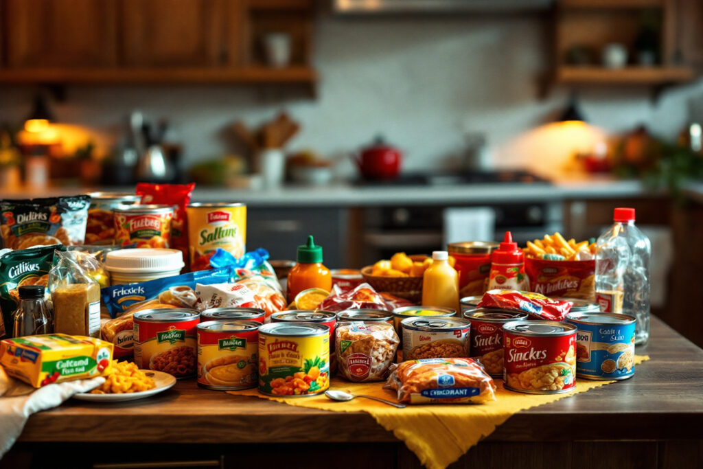 Packaged snacks, canned soups